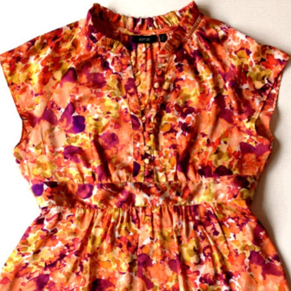 Apt. 9 Wine & Coral Abstract Print Blouse - Picture 7 of 8